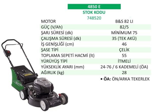 Active 748520 4850 E Çim Biçme Makinesi