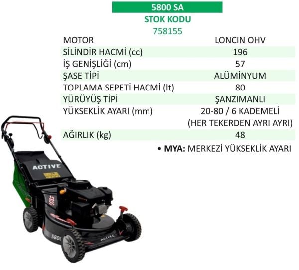 Active 750155 5000 SA Çim Biçme Makinesi