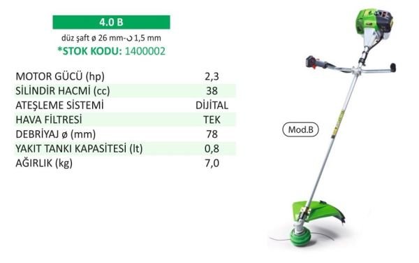 Active 1400002 - 4.0 B Motorlu Yan Tip Tırpan