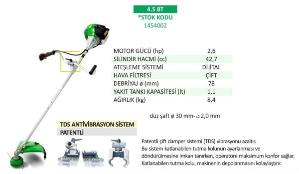 Active 1454002 - 4.5 BT Motorlu Yan Tip Tırpan