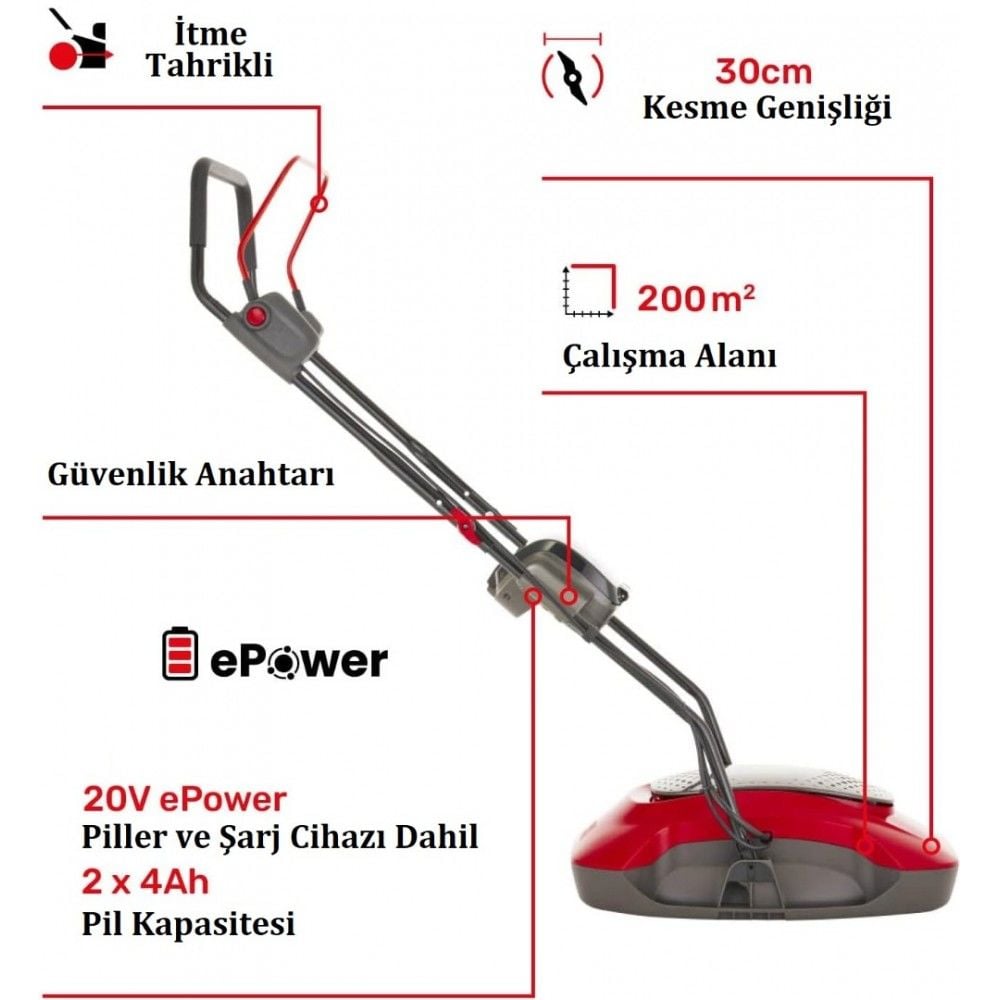 Mountfield Typhoon 30Li 20V Akülü Çim Biçme Makinesi