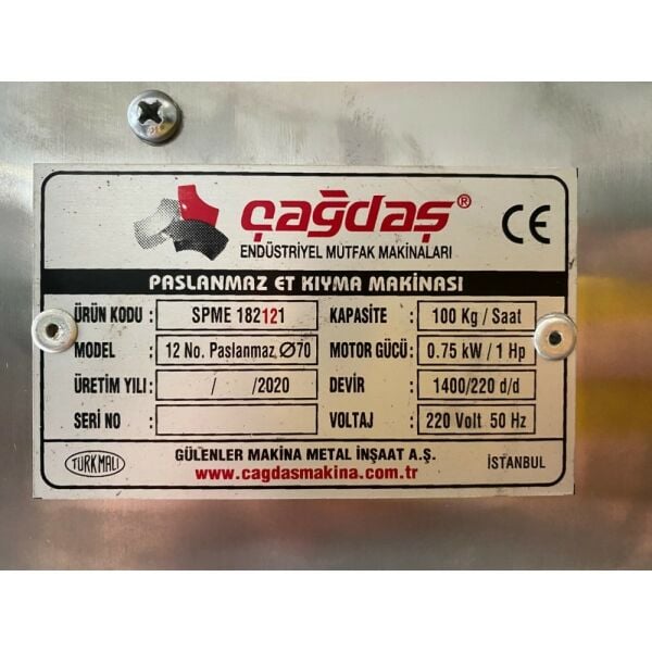 Çağdaş 12 No Paslanmaz Et Kıyma Makinesi 220v
