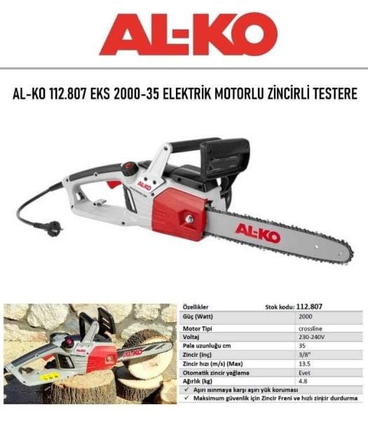 Al-ko 112.807 EKS 2000-35 Elektrik Motorlu Zincirli Testere