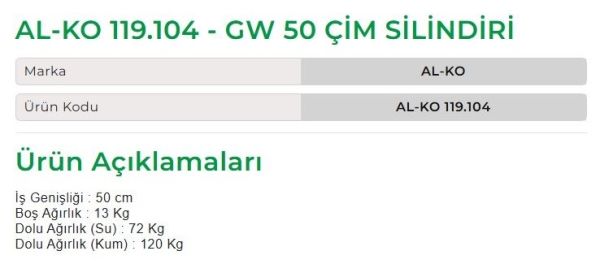 AL-KO 119.104 - GW 50 Çim Silindiri