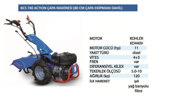 BCS 8C2.CN3B0/2 740 Action Dizel Çapa Makinesi 80 cm