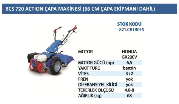 BCS 821-CB1B03 Mod 720 Action Banzinli Çapa Makinesi 66 cm