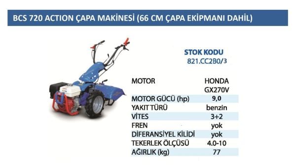 BCS 821-CC2B03 Mod 720 Action Banzinli Çapa Makinesi 66 cm