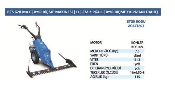 BCS 8G4-CL603 620  Max Dizel Çayır Biçme Makinesi
