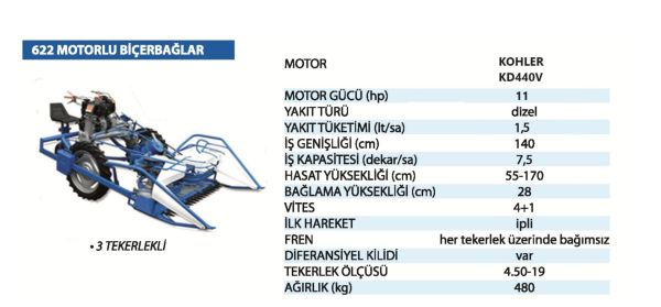 BCS 841-000002 BCS 622 ÜçTekerlekli Dizel Motorlu Biçerbağlar Makinesi