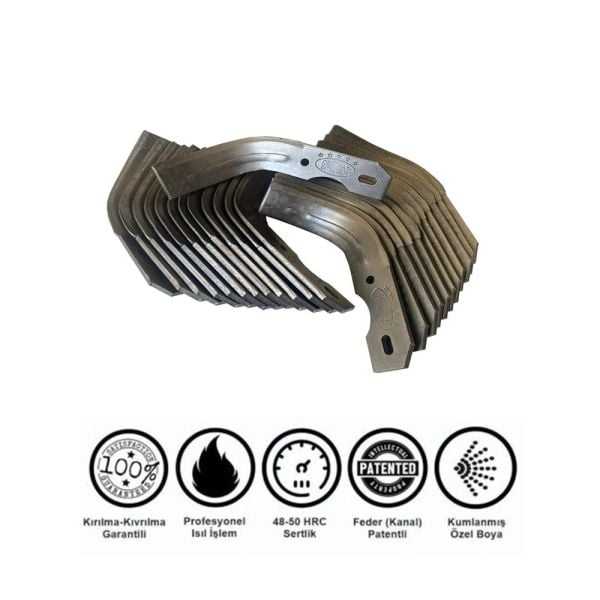 Demiray Federli Bertolini Benzinli Çapa Makinesi Çapa Bıçağı Takımı (24 CM - 24 ADET) - (Kıvrık Bıçak)