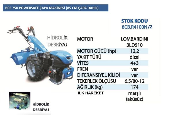 BCS 8CB.R4100N/2 750 Poversafe Dizel Çapa Makinesi 66 cm